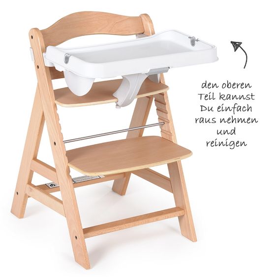 Hauck Alpha Plus Natur 5-tlg. XXL Newborn Set - Hochstuhl + 2in1 Neugeboreneneinsatz + Alpha Tray + Sitzpolster