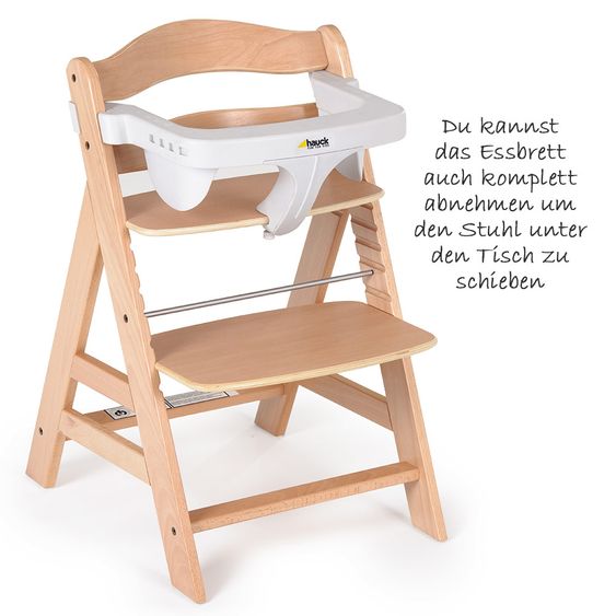 Hauck Alpha Plus Natur 5-tlg. XXL Newborn Set - Hochstuhl + 2in1 Neugeboreneneinsatz + Alpha Tray + Sitzpolster
