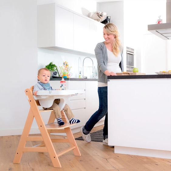 Hauck Alpha Plus Natur 5-tlg. XXL Newborn Set - Hochstuhl + 2in1 Neugeboreneneinsatz + Alpha Tray + Sitzpolster