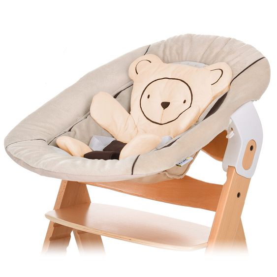 Hauck Alpha Plus Natur 5-tlg. XXL Newborn Set - Hochstuhl + 2in1 Neugeboreneneinsatz + Alpha Tray + Sitzpolster