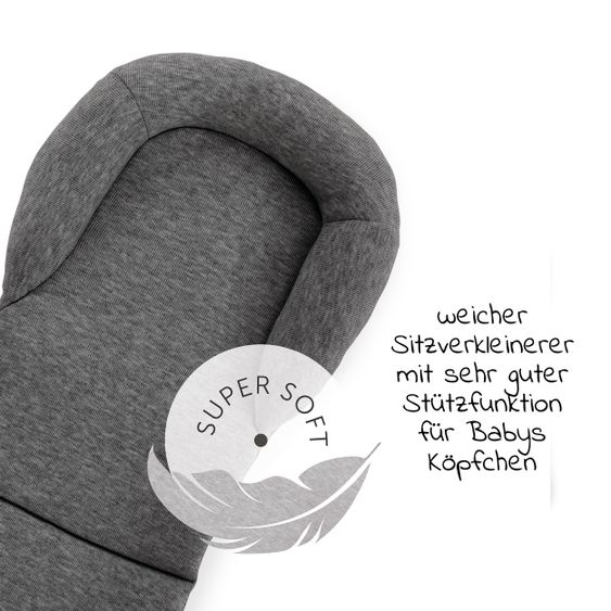 Hauck Alpha Plus Natur Newborn Set - 4-tlg. Hochstuhl + Aufsatz & Wippe Premium Jersey Charcoal + Sitzpolster