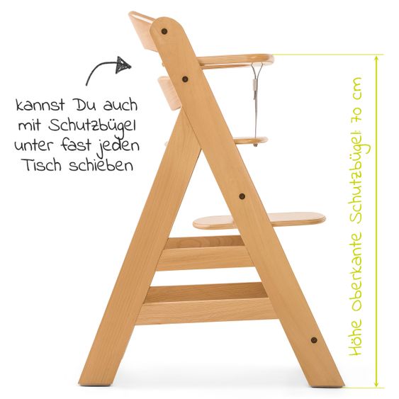 Hauck Alpha Plus Natur Newborn Set - 4-tlg. Hochstuhl + Aufsatz & Wippe Premium Jersey Charcoal + Sitzpolster
