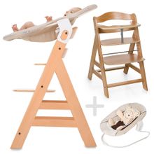 Alpha Plus Natur - Newborn Set - High chair + newborn insert & seesaw