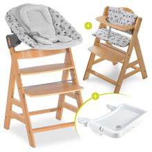 Alpha Plus Nature XL Newborn Set - High Chair + 2in1 Attachment + Alpha Tray Eating Board + Seat Cover - Nordic Grey