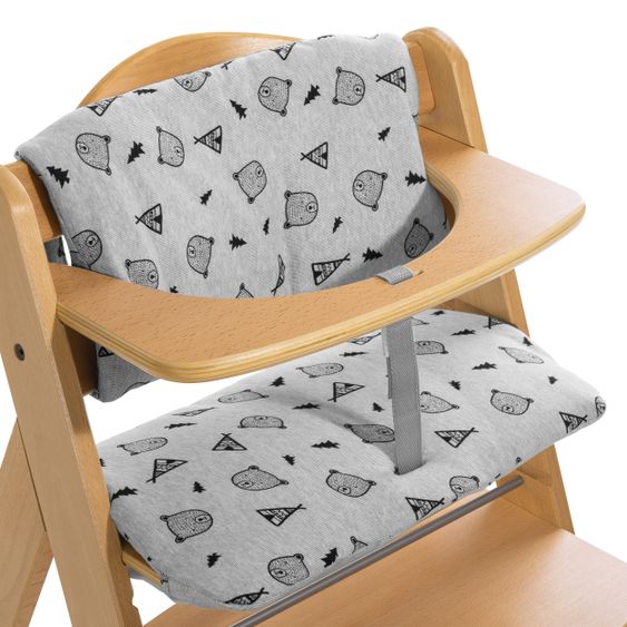 Hauck Alpha Plus Nature XL Newborn Set - High Chair + 2in1 Attachment + Alpha Tray Eating Board + Seat Cover - Nordic Grey