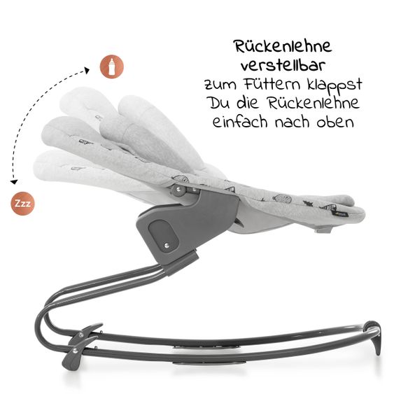 Hauck Set neonato Alpha Plus Nature XL - Seggiolone + attacco 2in1 + vassoio Alpha per mangiare + coprisedile - Grigio Nordico