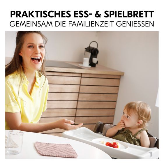 Hauck Set Neonato 5 pz Alpha Plus Seggiolone + Dondolo 2in1 Premium in Dark Grey + Alpha Tray Tavoletta per Pasti + Riduttore Jersey + Cuscino per Seggiolone in Melange Charcoal - Naturale