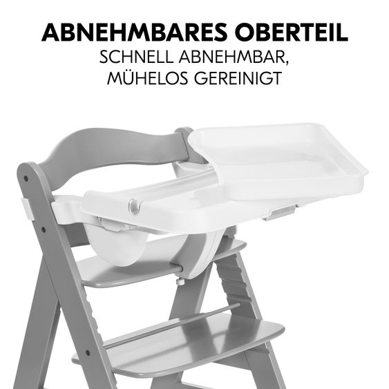 Hauck Set Neonato 5 pz Alpha Plus Seggiolone + Dondolo 2in1 Premium in Dark Grey + Alpha Tray Tavoletta per Pasti + Riduttore Jersey + Cuscino per Seggiolone in Melange Charcoal - Naturale