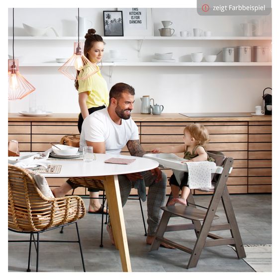 Hauck Set Neonato 5 pz Alpha Plus Seggiolone + Dondolo 2in1 Premium in Dark Grey + Alpha Tray Tavoletta per Pasti + Riduttore Jersey + Cuscino per Seggiolone in Melange Charcoal - Naturale