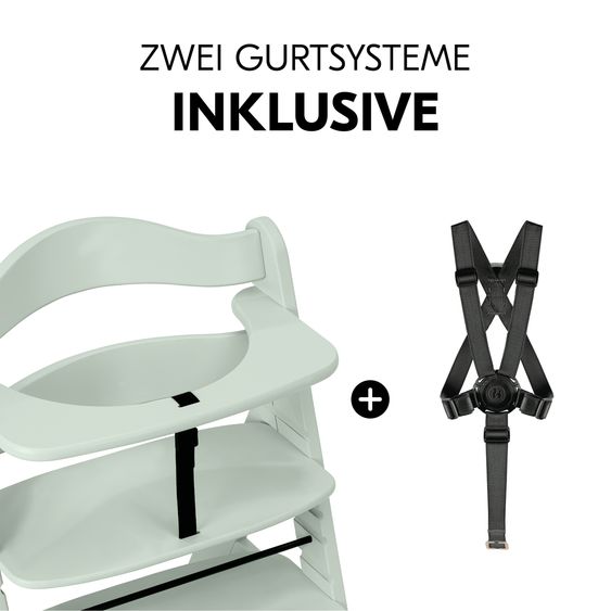 Hauck Alpha Plus Newborn Set - Highchair + Bouncer 2in1 in Stretch Grey + Deluxe Seat Cushion in Grey - Mint