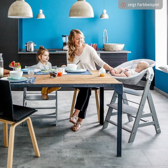 Hauck Alpha Plus Newborn Set - Highchair + Bouncer 2in1 in Stretch Grey + Deluxe Seat Cushion in Grey - Mint