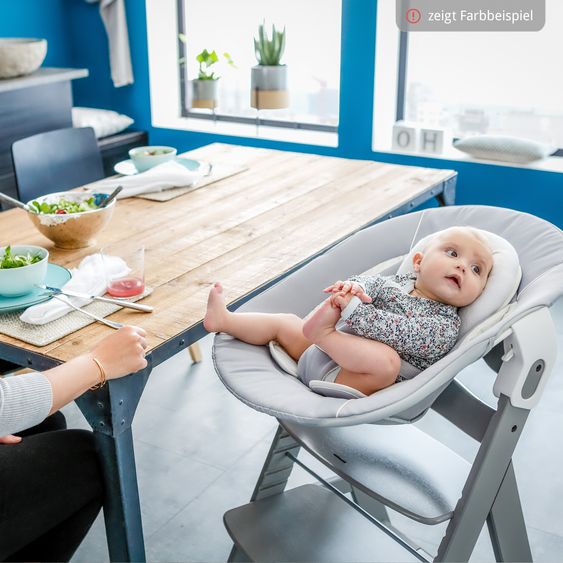 Hauck Alpha Plus Newborn Set - Highchair + Bouncer 2in1 in Stretch Grey + Deluxe Seat Cushion in Grey - Mint