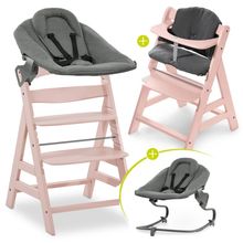 Alpha Plus Rose 4-piece newborn set - highchair + 2in1 newborn attachment & bouncer + highchair pad - Jersey Charcoal