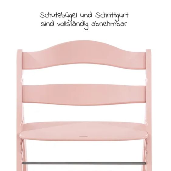 Hauck Alpha Plus Rose 4-tlg. Newborn Set - Hochstuhl + 2in1 Neugeborenen-Aufsatz & Wippe + Hochstuhlauflage - Jersey Charcoal