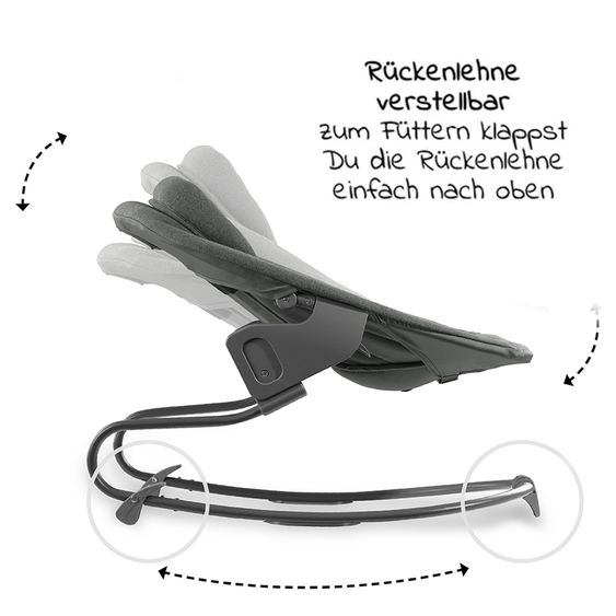 Hauck Alpha Plus Rose 4-tlg. Newborn Set - Hochstuhl + 2in1 Neugeborenen-Aufsatz & Wippe + Hochstuhlauflage - Jersey Charcoal