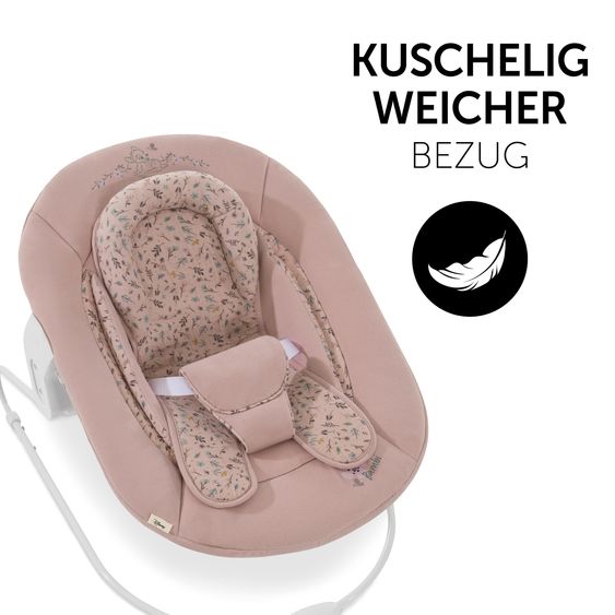 Hauck Alpha Plus Select Charcoal 4-tlg. Newborn Set Disney - Hochstuhl + 2in1 Babyaufsatz & Wippe Bambi + Sitzkissen Minnie Mouse - Rose