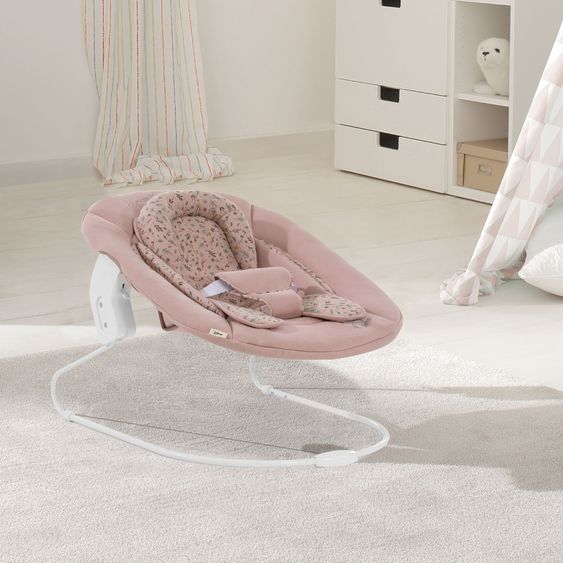 Hauck Alpha Plus Select Charcoal 4-pc Newborn Set - High Chair + 2in1 Baby Attachment & Rocker Bambi + Tray + Minnie Mouse Seat Cushion - Disney - Rose