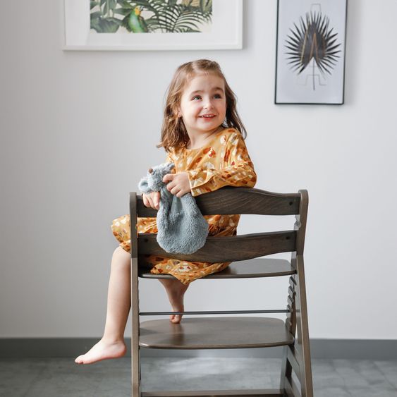 Hauck Alpha Plus Select Charcoal 4-tlg. Newborn Set - Hochstuhl + 2in1 Babyaufsatz & Wippe + Essbrett + Sitzkissen Stretch Grey