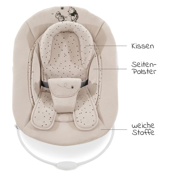 Hauck Alpha Plus Select Charcoal 4-tlg. Newborn Set Disney Pooh - Hochstuhl + Neugeborenenaufsatz + Sitzkissen Beige