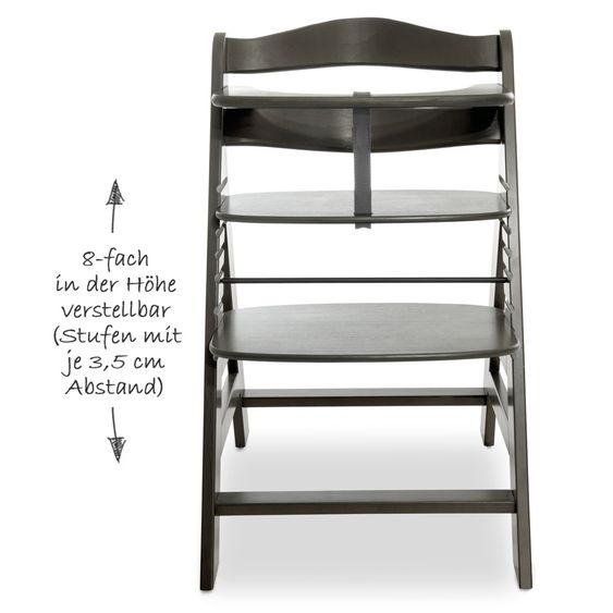 Hauck Alpha Plus Select Charcoal 4-tlg. Newborn Set Powder Bunny - Hochstuhl + Neugeborenenaufsatz + Sitzkissen Muslin Mineral Rose