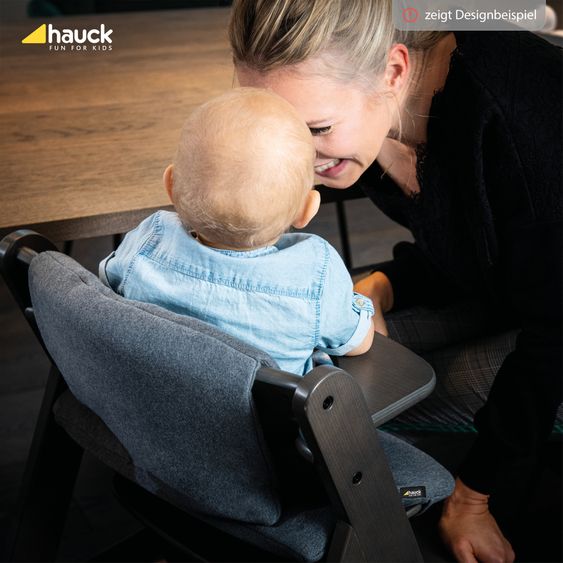 Hauck Alpha Plus Select Charcoal 4-tlg. Newborn Set Powder Bunny - Hochstuhl + Neugeborenenaufsatz + Sitzkissen Muslin Mineral Rose