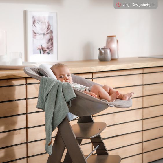 Hauck Alpha Plus Select Dark Grey 4-tlg. Newborn Set Deluxe - Hochstuhl + 2in1 Babyaufsatz & Wippe + Sitzkissen - Stretch Beige