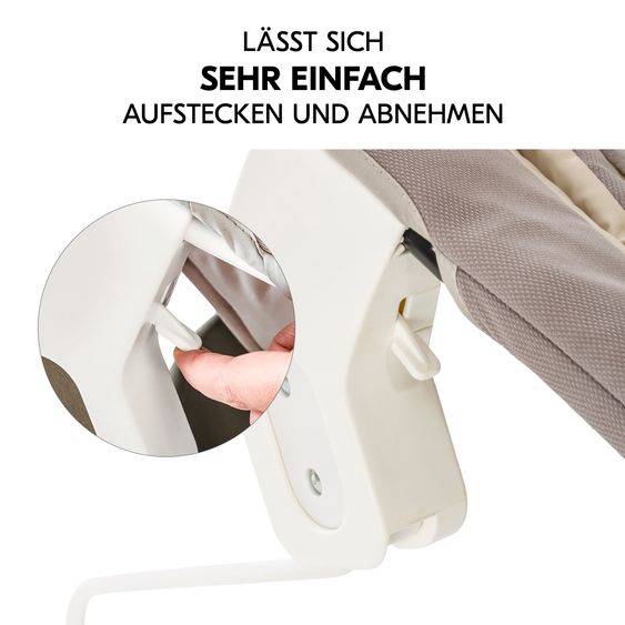 Hauck Alpha Plus Select Dark Grey 4-tlg. Newborn Set Deluxe - Hochstuhl + 2in1 Babyaufsatz & Wippe + Sitzkissen - Stretch Beige