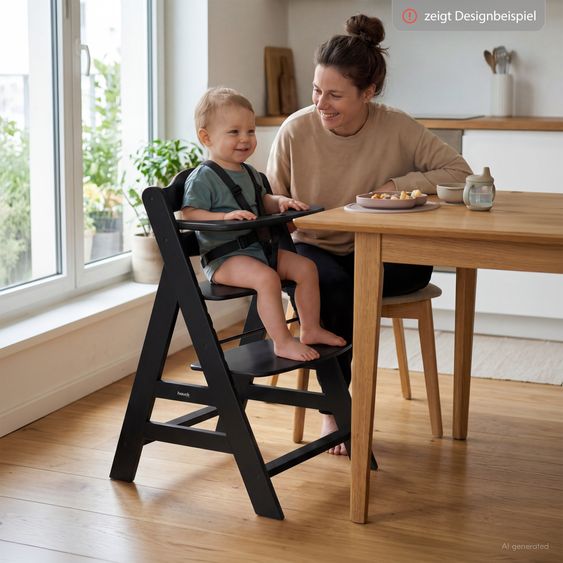 Hauck Alpha Plus Select Grigio Scuro Set 4 pezzi per neonati - Seggiolone + Attaccabimbi e dondolo 2in1 + Cuscino di seduta - Grigio Stretch
