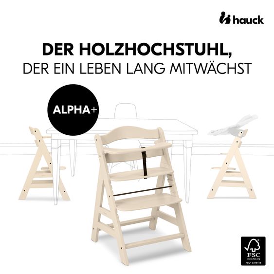 Hauck Alpha Plus Vanilla 4-tlg. Newborn Set Disney - Hochstuhl + 2in1 Babyaufsatz & Wippe Bambi + Sitzkissen Minnie Mouse - Rose