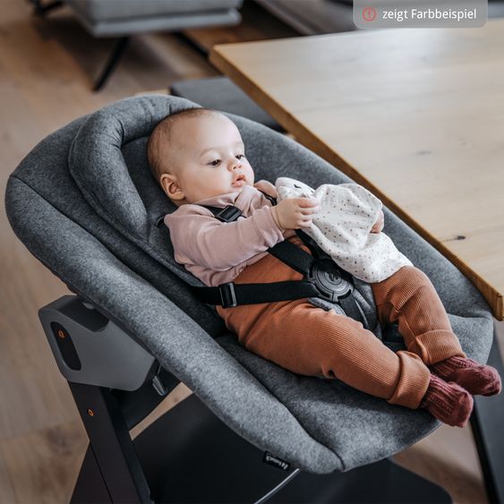 Hauck Alpha Plus Walnut 4-piece Newborn Set Light Grey- high chair + newborn insert & rocker Premium + seat cushion Nordic Grey