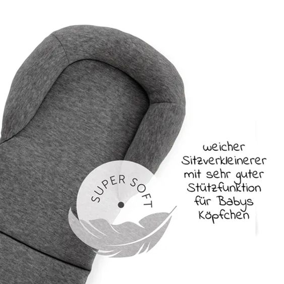 Hauck Alpha Plus White 4-tlg. Newborn Set - Hochstuhl + 2in1 Neugeborenen-Aufsatz & Wippe + Hochstuhlauflage - Jersey Charcoal