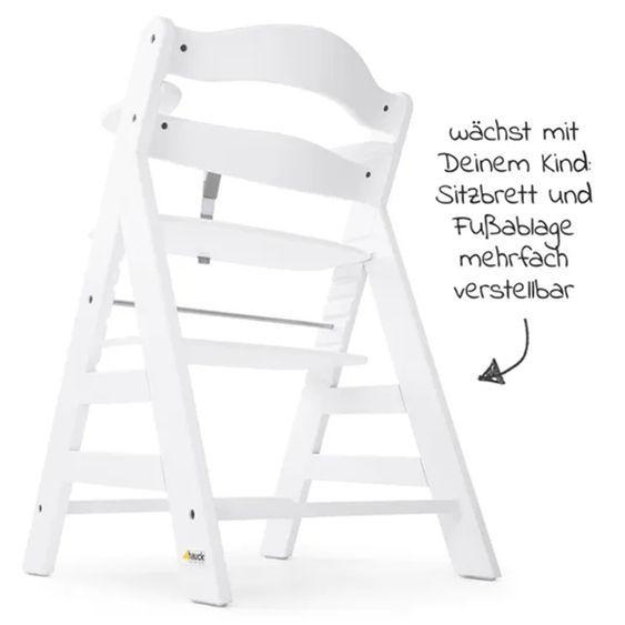 Hauck Alpha Plus White 4-tlg. Newborn Set - Hochstuhl + 2in1 Neugeborenen-Aufsatz & Wippe + Hochstuhlauflage - Jersey Charcoal