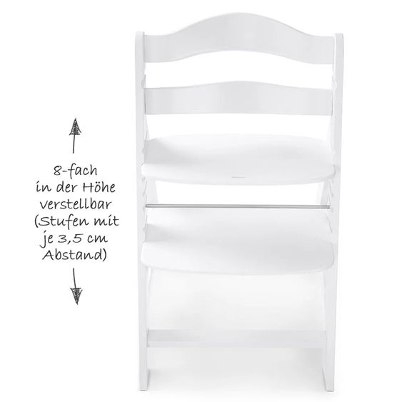 Hauck Alpha Plus White 4-tlg. Newborn Set Pastell Bear - Hochstuhl + Neugeborenenaufsatz + Sitzkissen Nordic Grey
