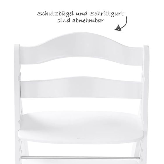 Hauck Alpha Plus White 4-tlg. Newborn Set Pastell Bear - Hochstuhl + Neugeborenenaufsatz + Sitzkissen Nordic Grey