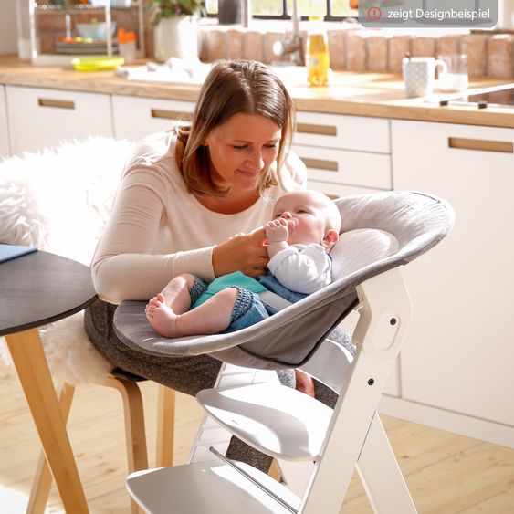 Hauck Alpha Plus White 4-piece newborn set Light Grey - high chair + newborn attachment & rocker + Nordic Grey seat cushion