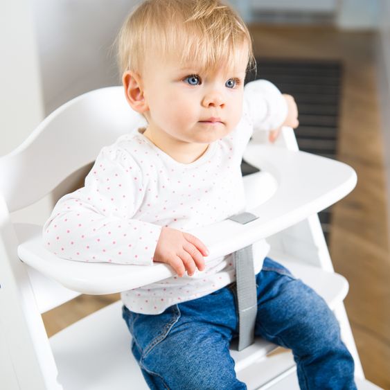 Hauck Alpha Plus White 4-piece newborn set Light Grey - high chair + newborn attachment & rocker + Nordic Grey seat cushion