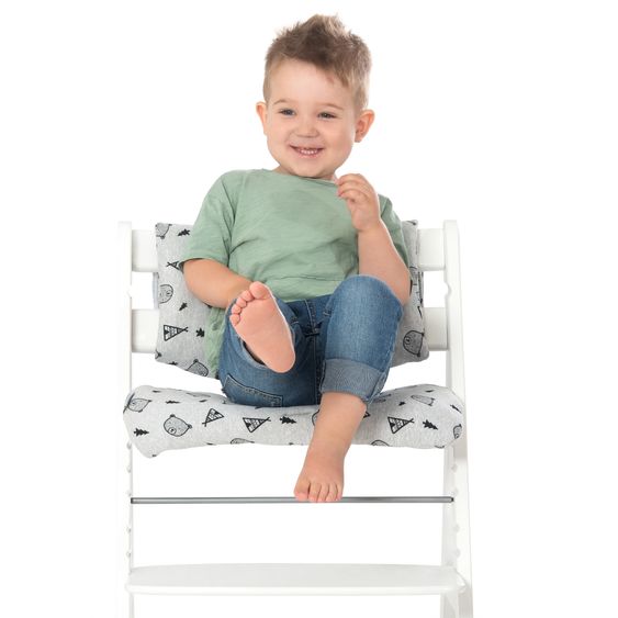 Hauck Alpha Plus White 4-piece newborn set Light Grey - high chair + newborn attachment & rocker + Nordic Grey seat cushion