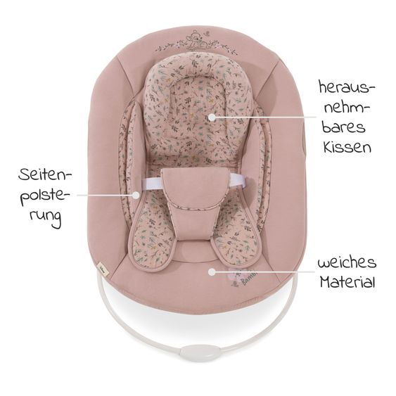 Hauck Alpha Plus White Newborn Set - 3-tlg. Hochstuhl + Neugeboreneneinsatz & Wippe Bambi Rose - Disney
