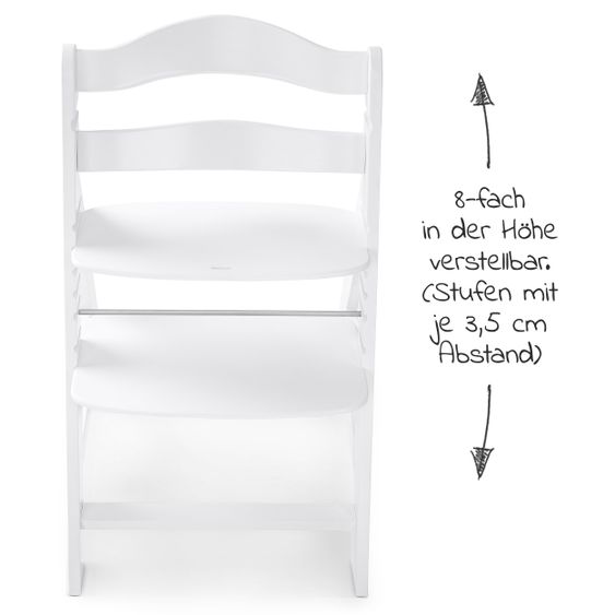 Hauck Alpha Plus White Newborn Set - 4-tlg. Hochstuhl + Aufsatz & Wippe Premium Nordic Grey + Sitzpolster