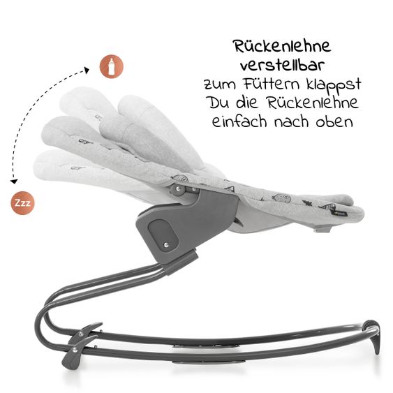 Hauck Alpha Plus White Newborn Set - 4-tlg. Hochstuhl + Aufsatz & Wippe Premium Nordic Grey + Sitzpolster