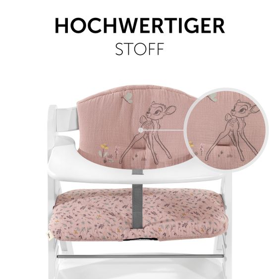 Hauck Alpha Plus White Newborn Set Bambi Rose - 4-tlg. Hochstuhl + Neugeborenenaufsatz + Sitzkissen