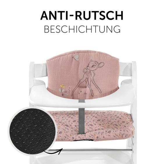 Hauck Alpha Plus White Newborn Set Bambi Rose - 4-tlg. Hochstuhl + Neugeborenenaufsatz + Sitzkissen