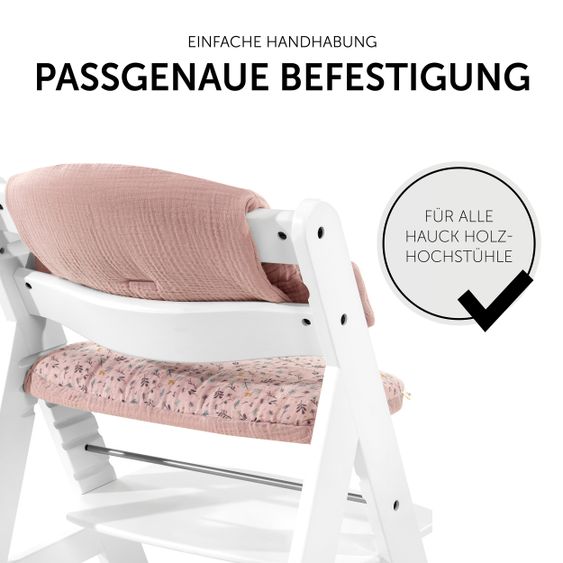 Hauck Alpha Plus White Newborn Set Bambi Rose - 4-tlg. Hochstuhl + Neugeborenenaufsatz + Sitzkissen