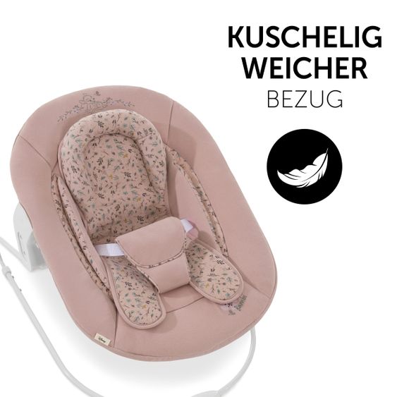Hauck Alpha Plus White Newborn Set Bambi Rose - 4-tlg. Hochstuhl + Neugeborenenaufsatz + Sitzkissen