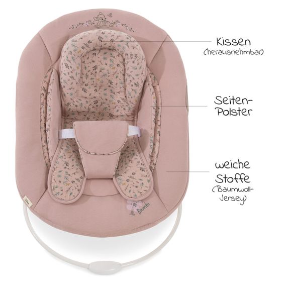 Hauck Alpha Plus White Newborn Set Bambi Rose - 4-tlg. Hochstuhl + Neugeborenenaufsatz + Sitzkissen
