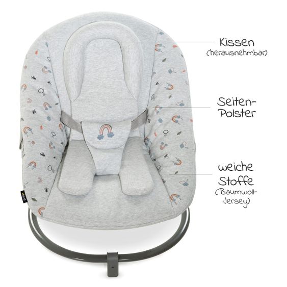 Hauck Alpha Plus White Newborn Set Rainbow - 4-tlg. Hochstuhl + Neugeborenenaufsatz + Sitzkissen