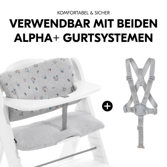 Hauck Alpha Plus White Newborn Set Rainbow - 4-tlg. Hochstuhl + Neugeborenenaufsatz + Sitzkissen