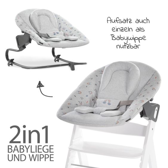 Hauck Alpha Plus White Newborn Set Rainbow - 4-tlg. Hochstuhl + Neugeborenenaufsatz + Sitzkissen