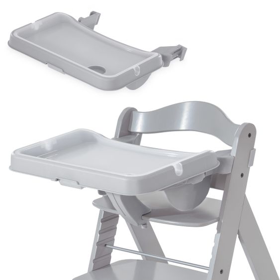 Hauck Alpha Tray - 2-teiliges Essbrett & Tisch für Alpha Hochstühle - Grey / Grau