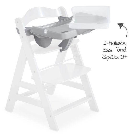 Hauck Alpha Tray - 2-teiliges Essbrett & Tisch für Alpha Hochstühle - Grey / Grau